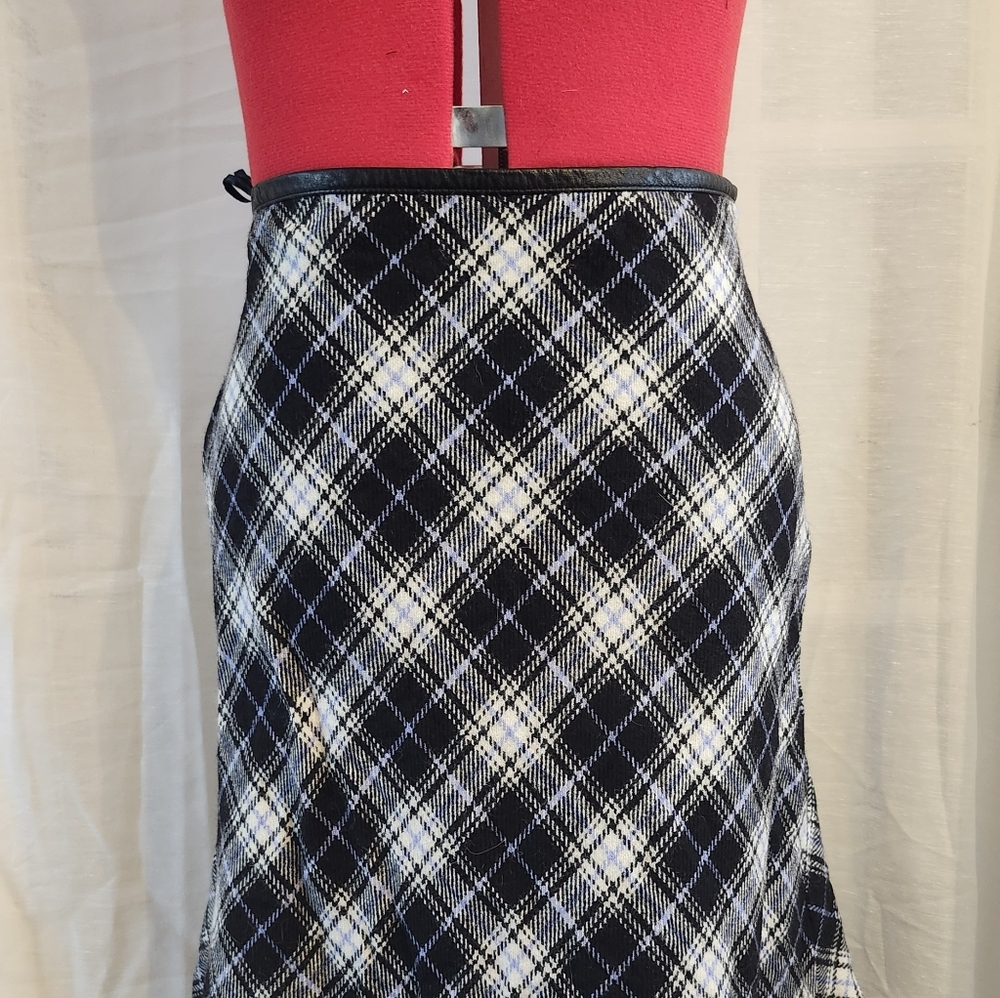 Anne Klein Black and White Plaid A-Line Skirt